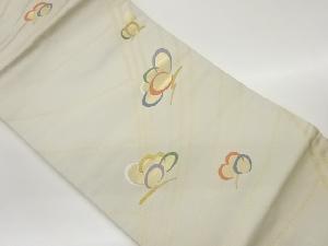 曲線に抽象蝶模様織出し名古屋帯